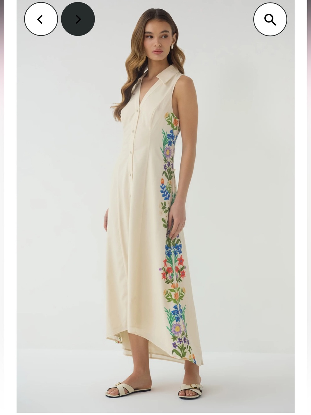 hutch florantina cream floral print poplin button front midi dress size small - Picture 5 of 12
